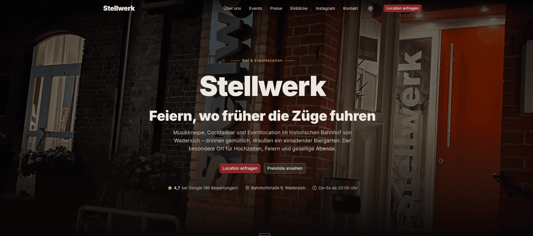 Website-Screenshot Stellwerk Wadersloh