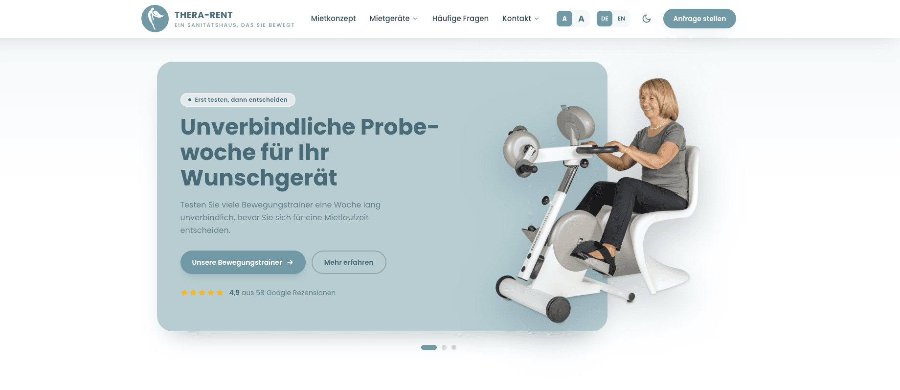 Website-Screenshot Thera-Rent